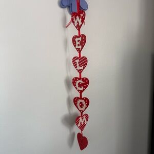 Valentines Wood Hearts Garland Wall Hanging Decor‎ Red Welcome Sign